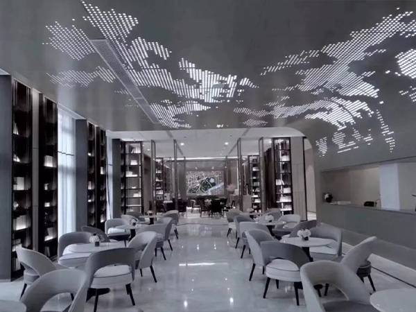 Irregular patterned aluminum carved facade panel for restaurant ceiling