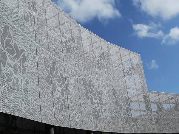 Flower patterned aluminum carved facade panel for museums