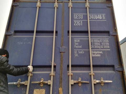 The sound barrier panels in the locked container.