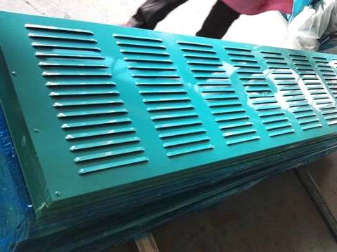 Sound barrier panels after powder coating.