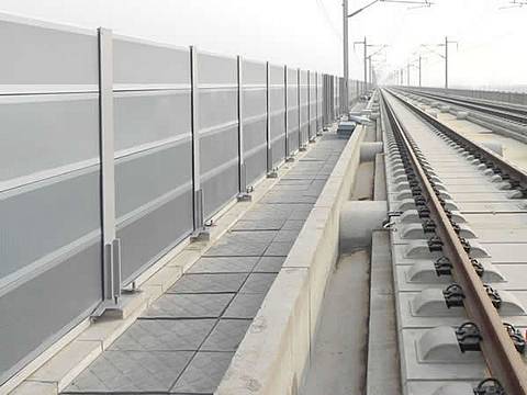 Noise barriers are installed on the both side of railway.