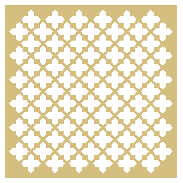 A BSP-8 perforated brass sheet with crossed snowflake hole patterns