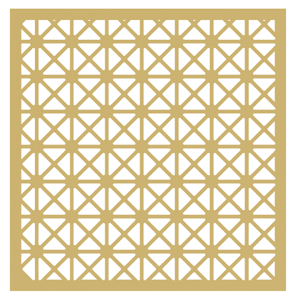 A BSP-9 perforated brass sheet with 8 triangles as a unit hole patterns