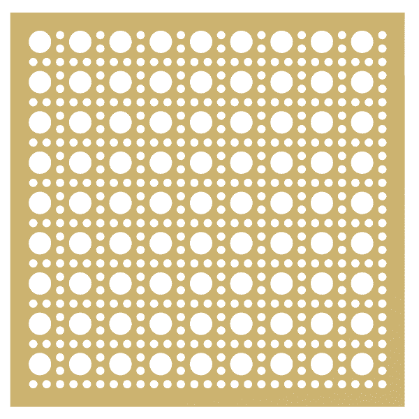 A BSP-5 perforated brass sheet with large and small round hole patterns