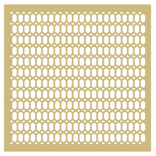 A BSP-12 perforated brass sheet with small rhombus and large hexagon hole patterns.