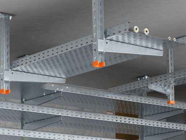 Perforated cable tray for roof supports