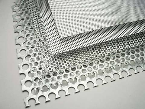 Five different density perforated sunshade panels have no margin, from top to bottom density decreased in turn.